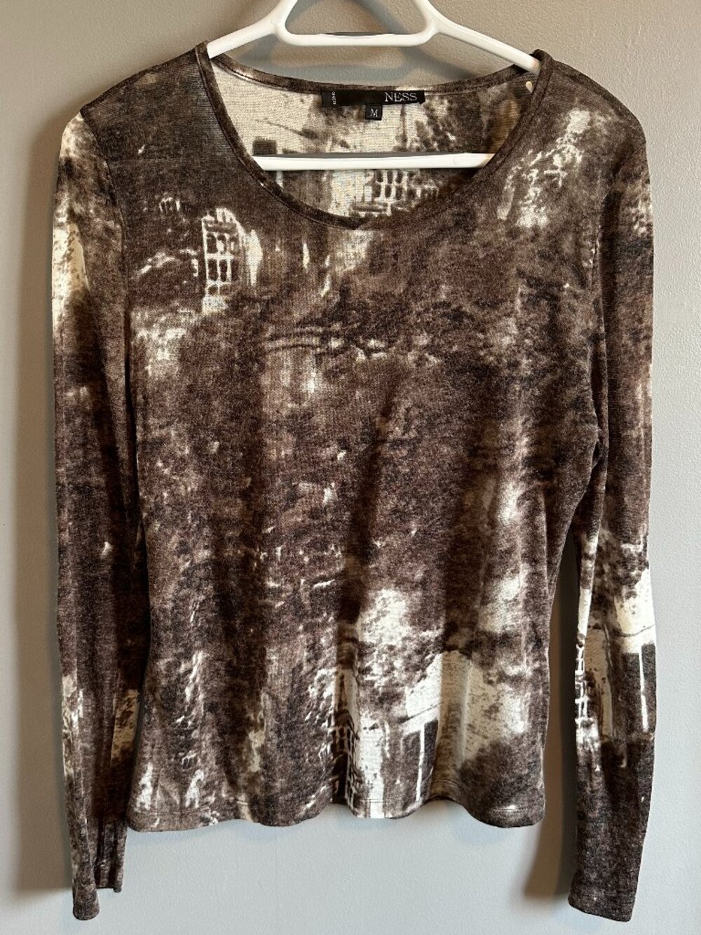 NESS long sleeve semi sheer top Women's Medium